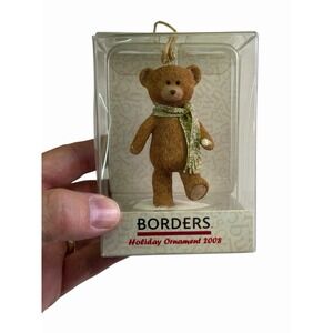 BORDERS Holiday Ornament 2008 Teddy Bear Figure Christmas Ornament New‎ In Box